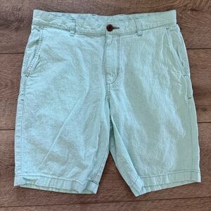 Men''s‎ Green Pin Striped Linen 4 Pocket Shorts Size 33 Resortwear Casual Preppy